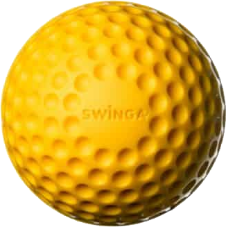 Yellow Tilde swing ball, dimpled side